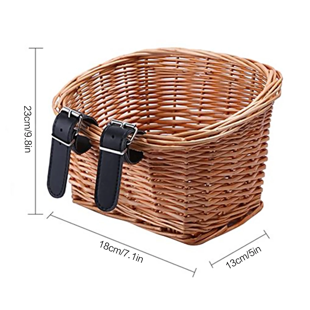 

Rattan Bike Basket Bicycle Front Multifunction Removable Waterproof Bike Handlebar Basket Environmental Protection Bicycl Bag