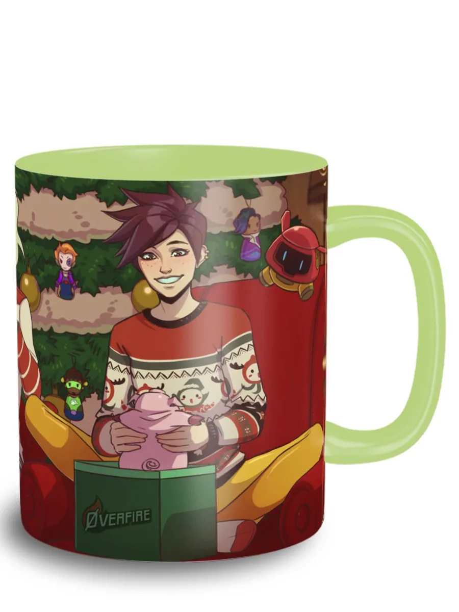 Mug light green new year Overwatch (овервоч Christmas)-6040 mug cup Pialat for tea | Mugs