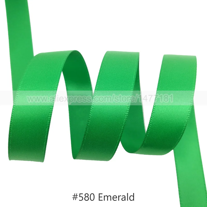 580 Emerald 25 Yards) 6 9 16 25 38 50 мм атласная лента Двусторонняя лента высокого качества полиэстер Двусторонняя лента банты изготовление тканей - Цвет: 580 Emerald