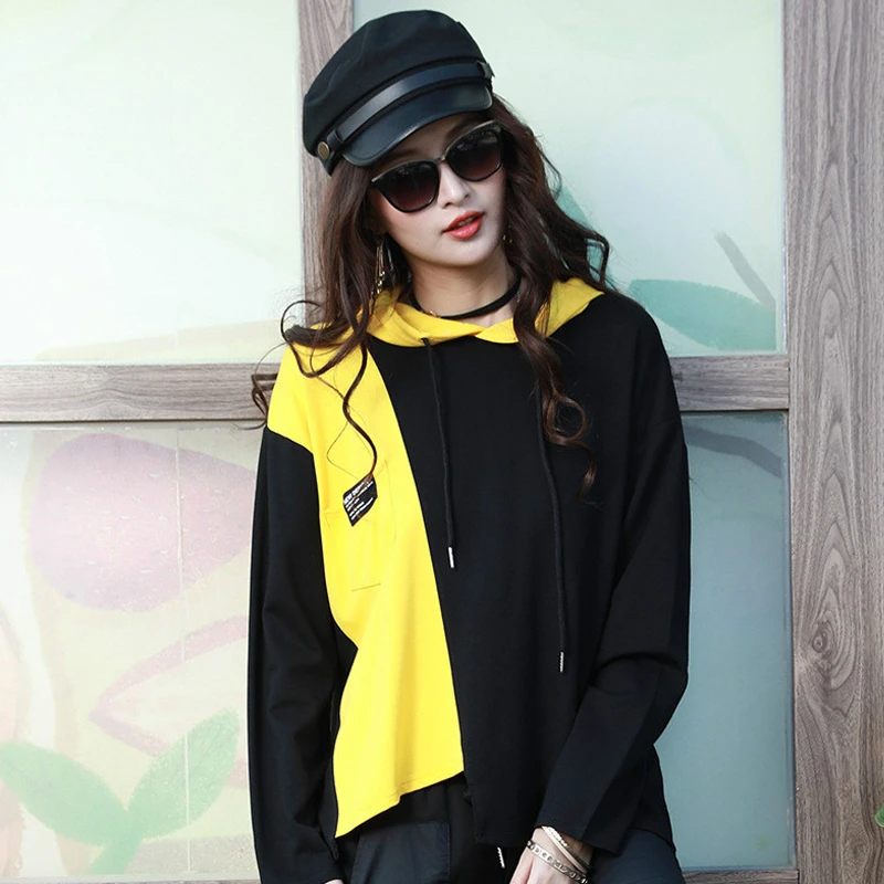 Толстовка Max LuLu Женская в стиле пэчворк модный брендовый Свободный свитшот с