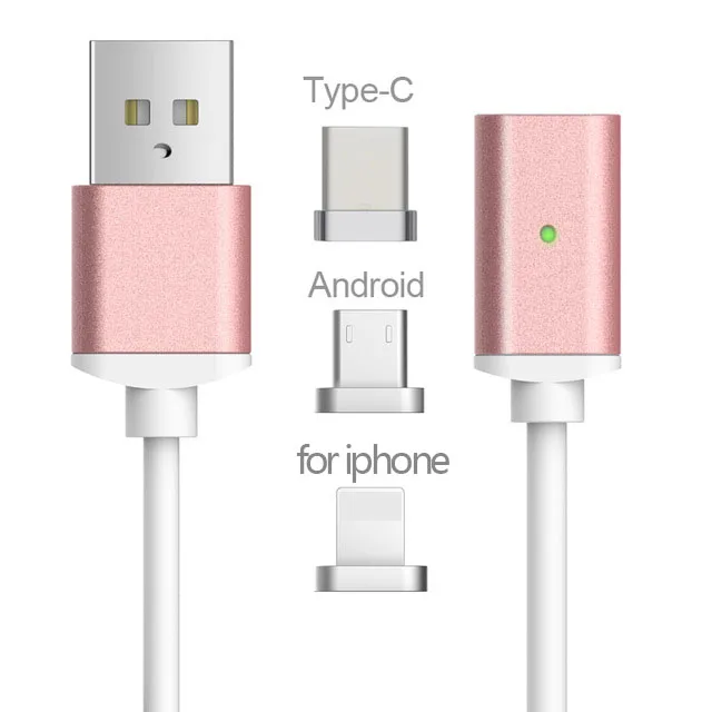 pink3in1 GARAS USB Type C/IOS/Micro USB 3IN1 магнитный кабельТип-C USB-C быстро Зарядное устройство адаптер Магнит кабель для iphone Кабели для мобильных телефонов - Цвет: pink3in1