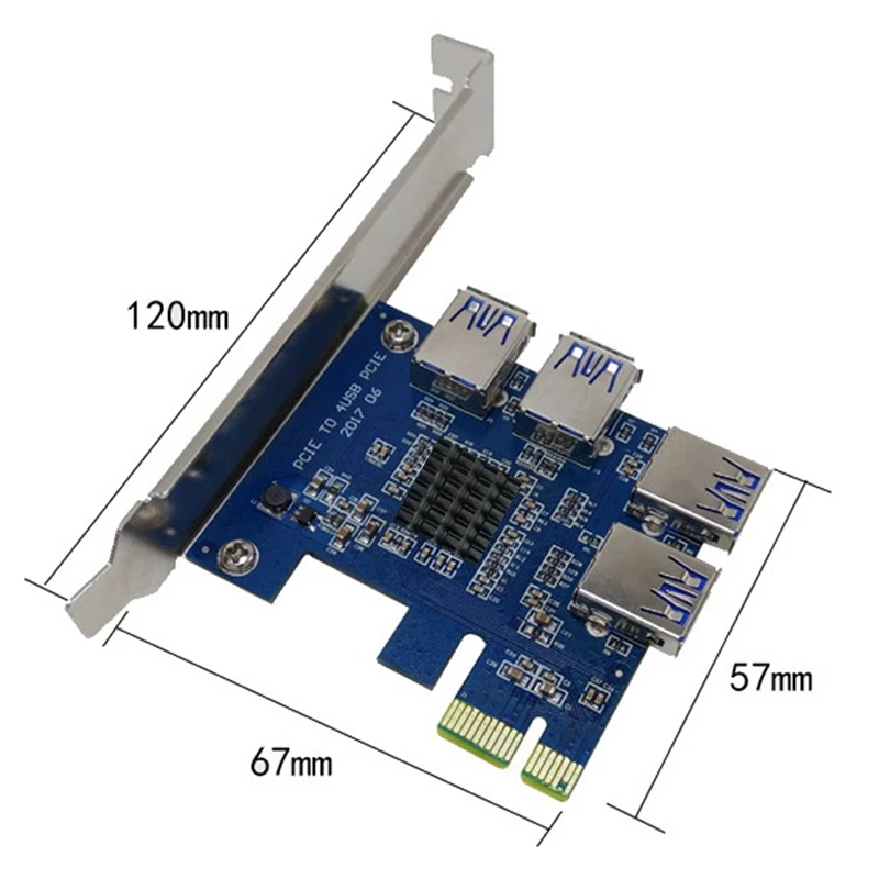 

PCI-E Adapter Card 1 for 4 PCI-E 1X to PCI-E 16X Image Interface USB3.0 Expansion Card for BTC Mining