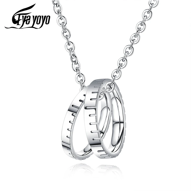 EyeYoYo японская и Корейская Ins двойное кольцо кулон из титановой стали сетка