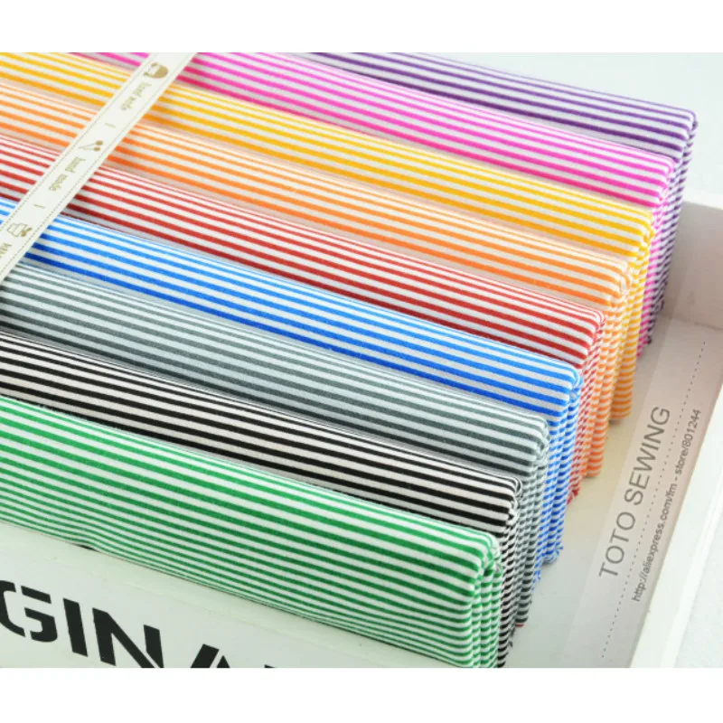 Cotton Fabric 9 Colors Assorted Stripes Fat Quarter Bundle for Quilting Patchwork Needlework Tilda Scrapbooking 50cmx50cm W3B5 9|fat quarter