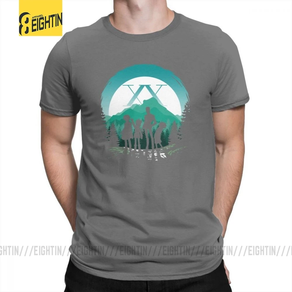 Hunter X Hunter T-Shirts Team Japanese Purified Cotton Novelty Tee Shirts Short-Sleeve T Shirt Male Simple Stylish Comic Plus - Цвет: Темно-серый