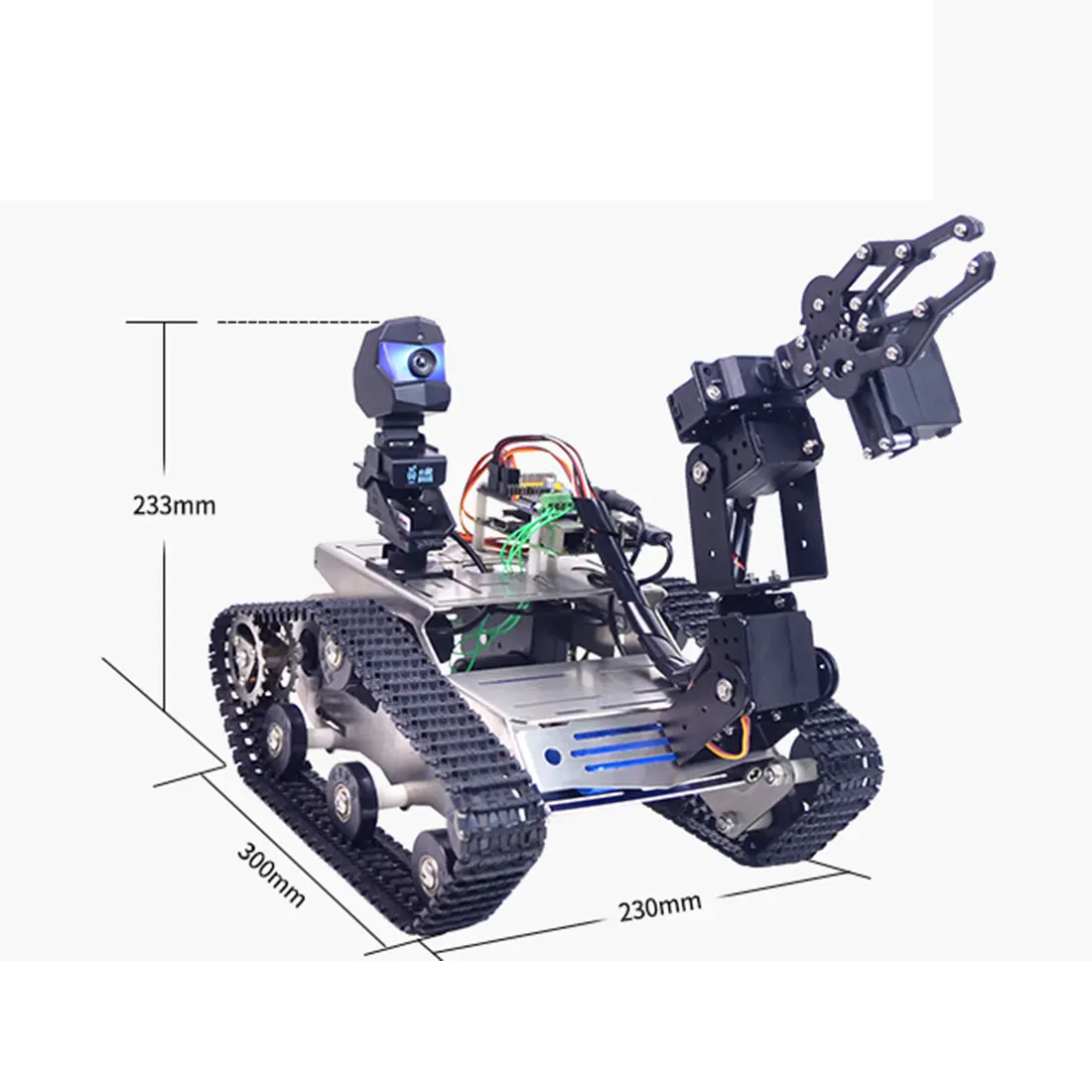 

New Arrival Programmable TH WiFi Tank Robot Car Kit With Arm For Raspberry Pi4 (2G) - Standard/Avoidance Version Small Claw