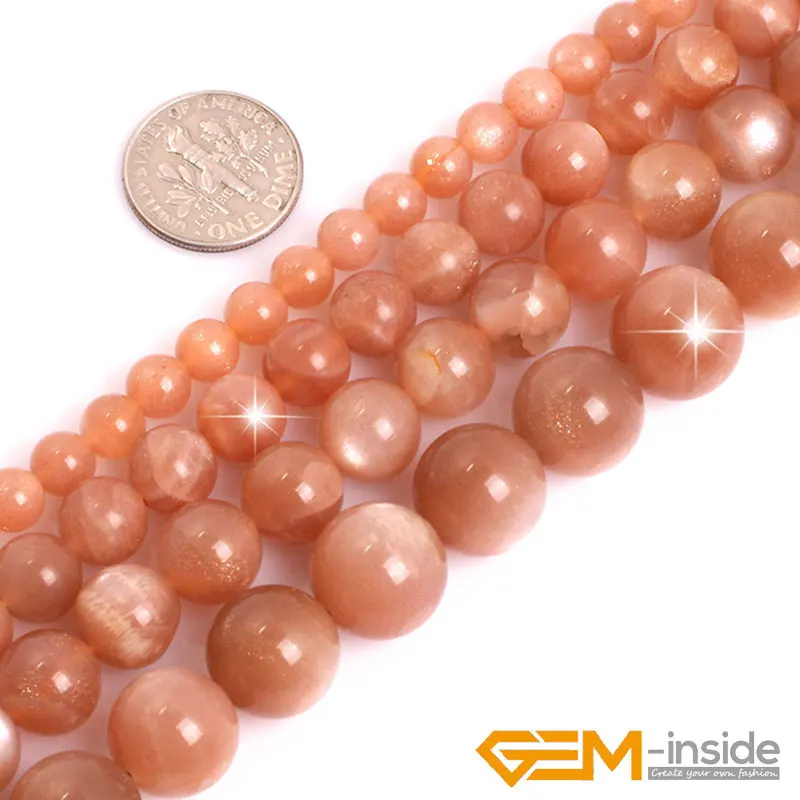 Natural Stone AAA Grade Orange Sunstone Gems Round Loose Beads For Jewelry Making Strand 15"DIY Jewelry Making Beads 6-12mm