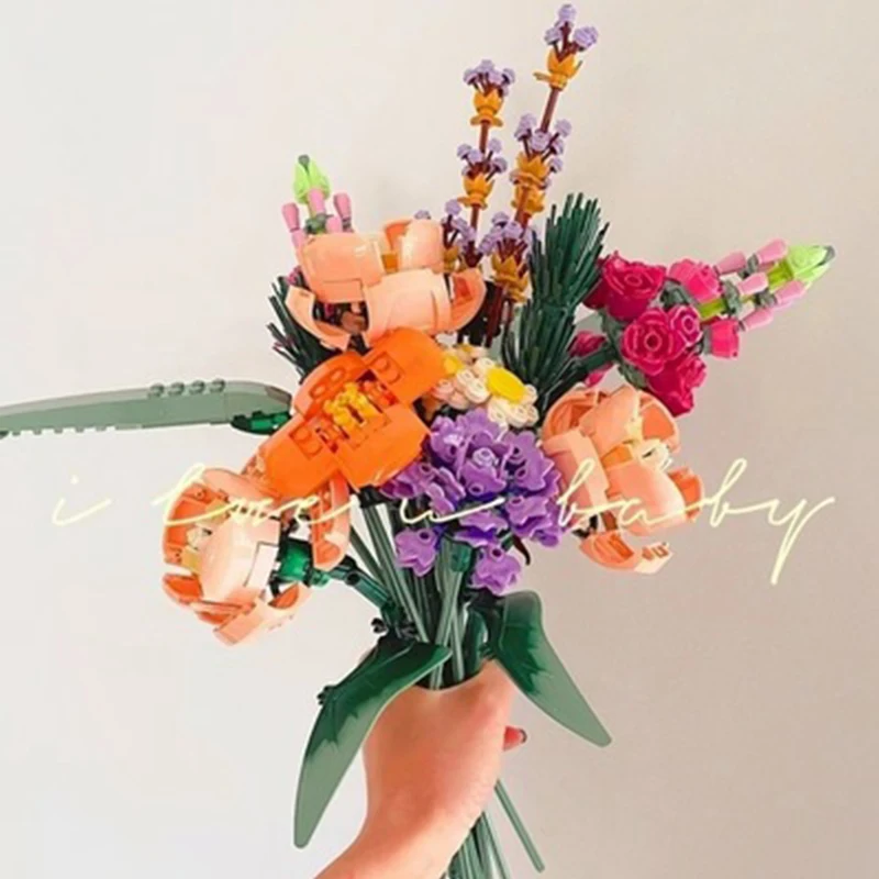 Букет из роз вечная жизнь Цветочная композиция строительные блоки игрушки