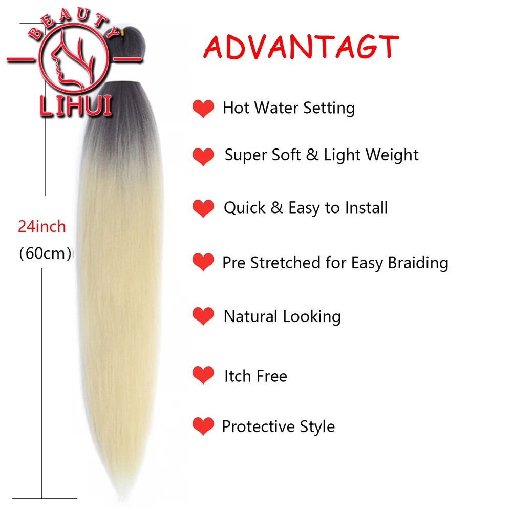 Synthetic Braiding Hair Extensions Easy Jumbo Braids 24Inch Yaki Straight Pre Stretched For Braid Hot Water 3 Packs - купить по