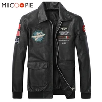 high quality leather jackets men motorcycle bike jacket vintage plane embroidered pu leather coats mens veste homme windbreaker