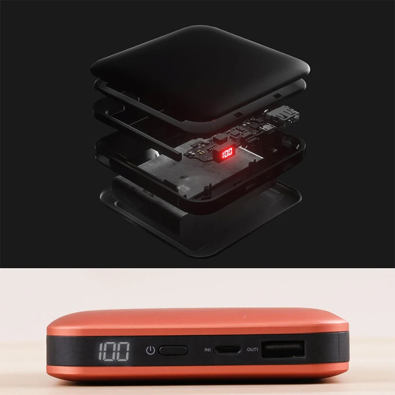 SOLOVE Дополнительный внешний аккумулятор с кабелем для передачи данных 10000 мАч