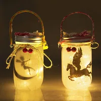 Mason Glass Jar Fairy Lights Outdoor Courtyard Party Decoration DIY Lanterns Christmas Halloween Gifts Wish Bottle String Lights