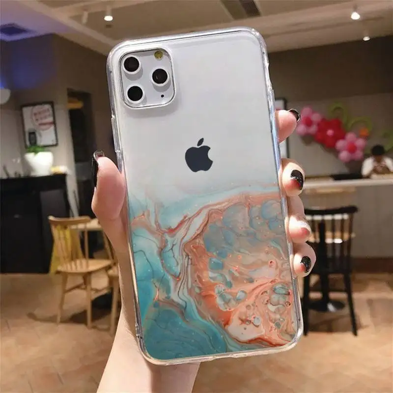 

Marble Gradient Phone Case Transparent soft For iphone 5 5s 5c se 6 6s 7 8 11 12 plus mini x xs xr pro max