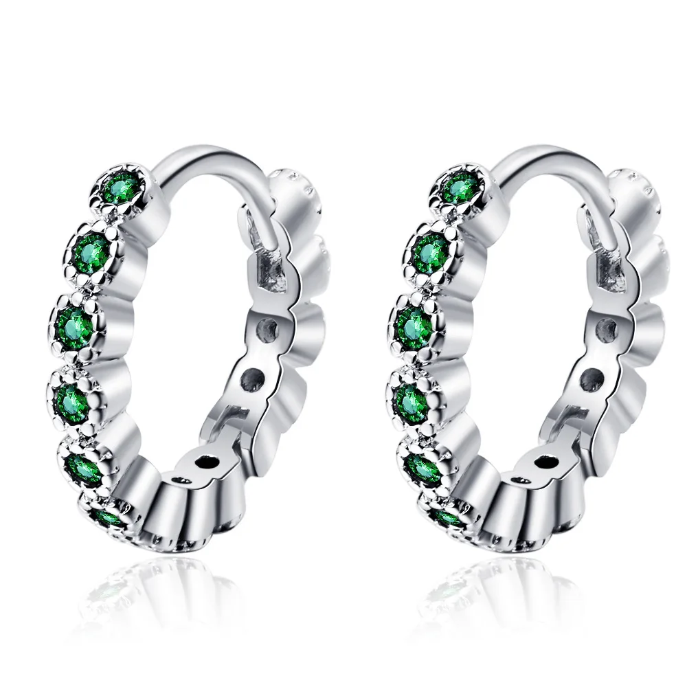 

Luxury Female Green Black Crystal Earrings Yellow Gold Silver Color Clip Earrings For Women Cute Round Zircon Wedding Earrings