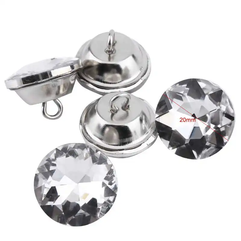 

50pcs Silver Crystal Diamante Rhinestone Round Buttons for Clothes Crafts Decoretions Diamond Buckles