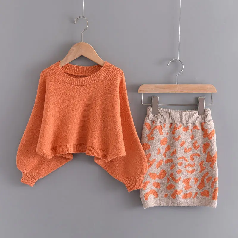 

3-7Y Baby Girl Sweater Dress Sets for Girl Clothes Cotton Long Sleeve Kids Clothes 2 Pcs Knitted Girl Clothing Evening Dresses