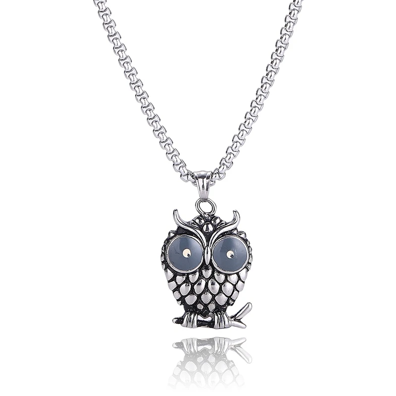 

Fashion Men Jewelry Stainless Steel Link Chain Owl Animal Pendant Necklace for Male Boys Rock Punk Accessories Gift SP0869