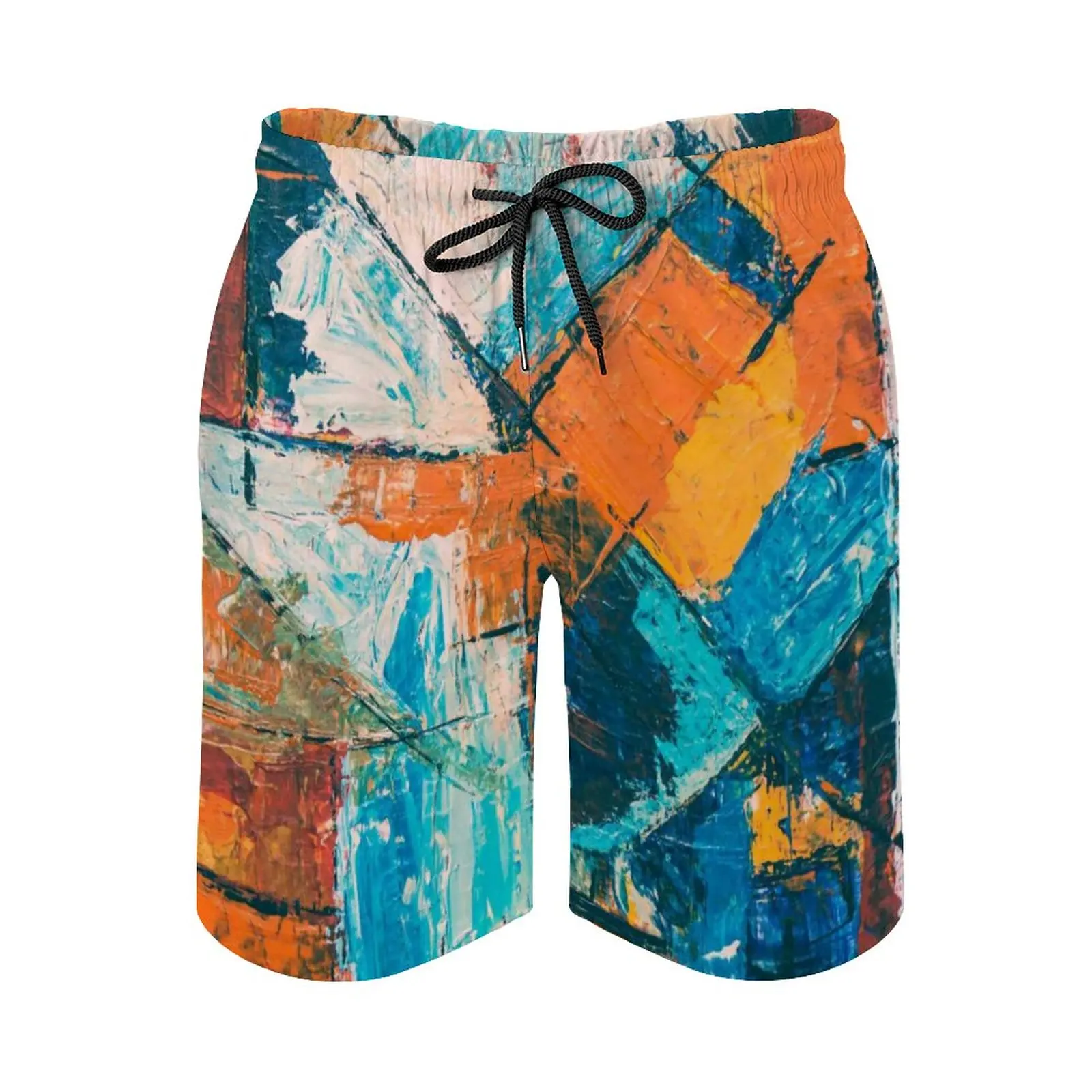 

Summer Men Beach Short Breathable Quick Dry Geeky Abstract Sports Oil Painting Male Shorts