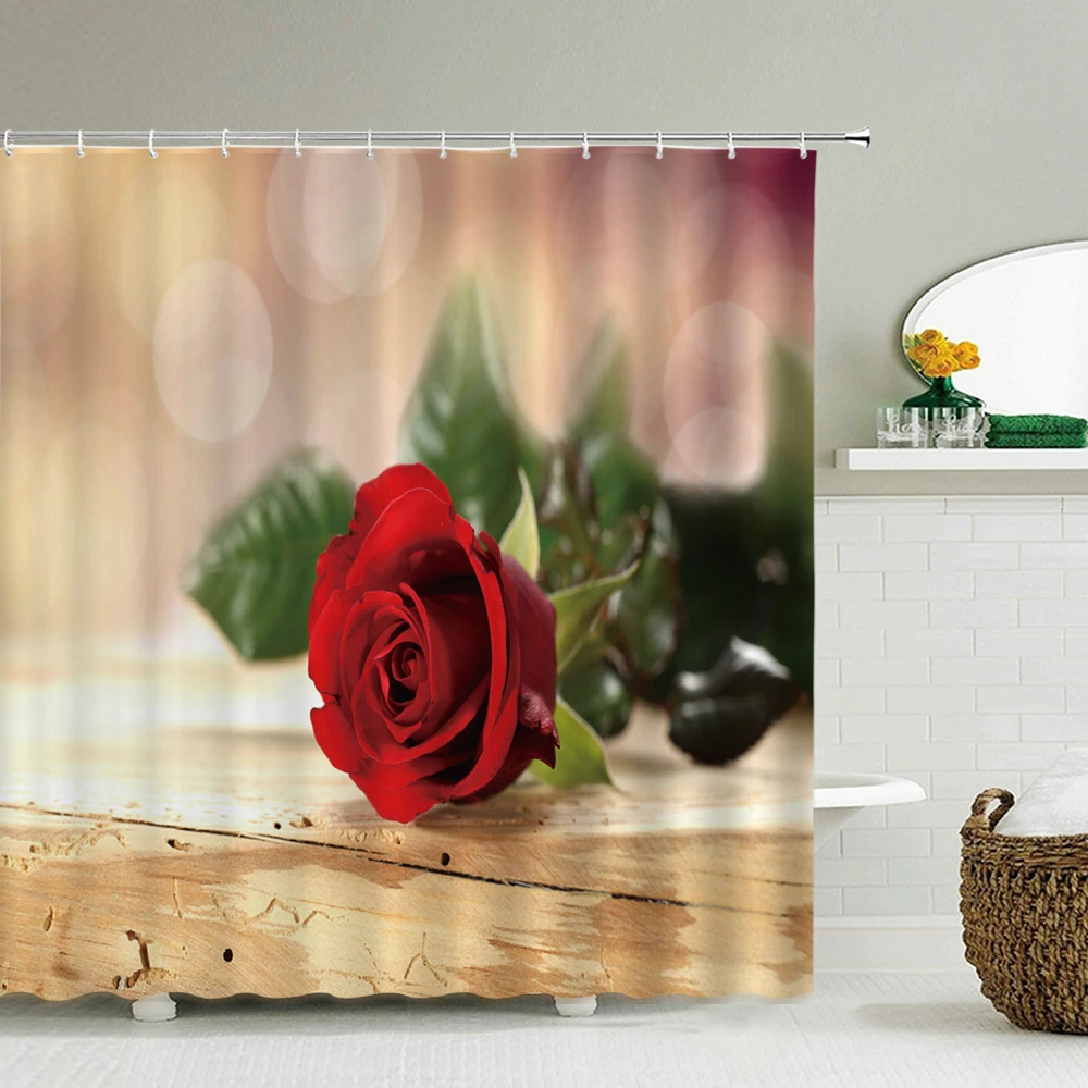 

Bath Curtain 3d Printing Window Scenery Forest Shower Curtains 180*200cm Waterproof Bathroom Curtain Washable Fabric with Hooks