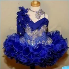 Милые блестящие платья для девочек, ярко-голубые кружевные платья с бусинами и кристаллами, вечерние платья для девочек, ярусы для малышей