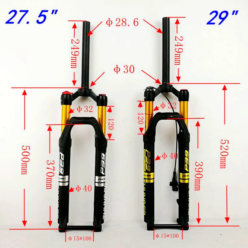 Вилка пневматическая подвеска Pasak для горного велосипеда универсальная 27 5 дюйма