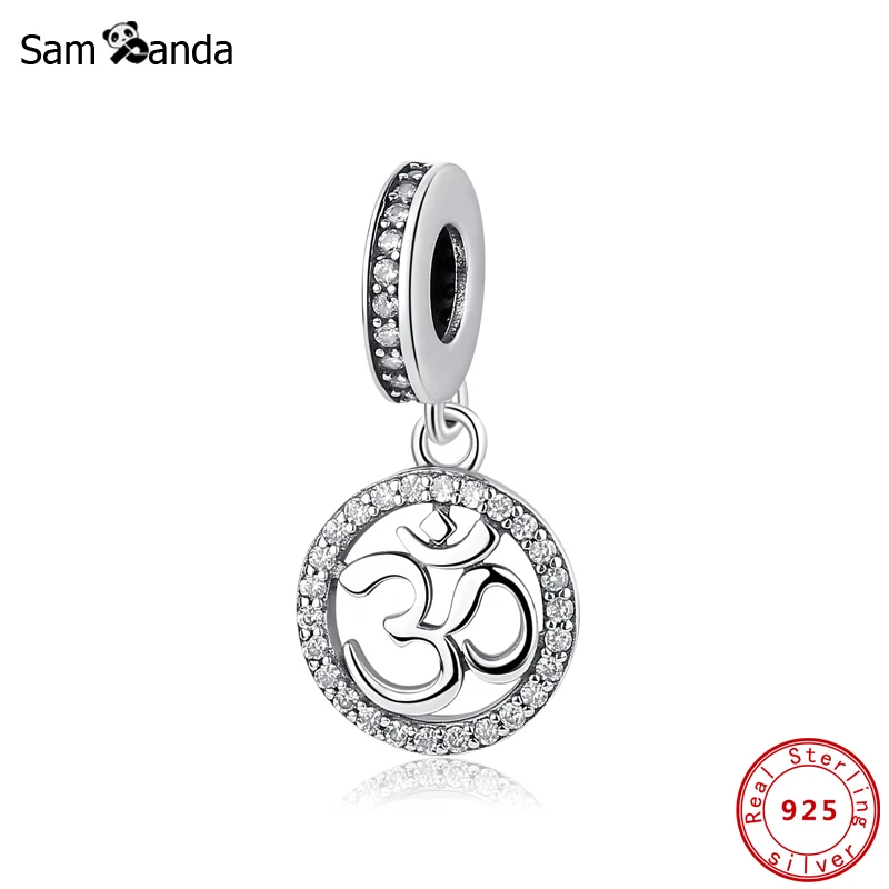 Original 100% 925 Sterling Silver Bead Charm Om Symbol Pendant Charms Meditation Fit Pandora Bracelets Women Diy Jewelry