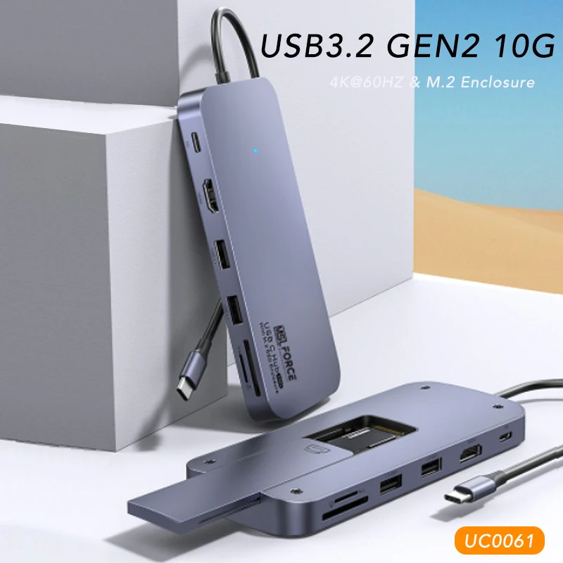 USB 3. 0 GEN2 Hub для MacBook Pro M1 с корпусом HDD NVME M.2 SSD чехол 10G HDMI 4K60hz SD/TF PD100W док-станция |