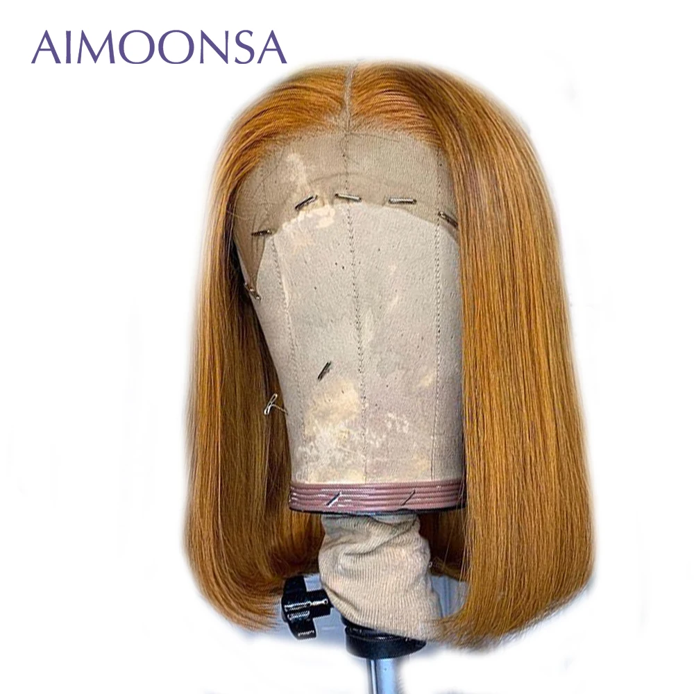 Цветные парики на шнурках человеческие волосы цвет 27 прямые Короткие 13*6 глубокая