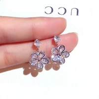 cute tiny bling crystal flower earrring exquisite aaa cubic zircon stud earring for women feminia brincos bijoux pendant gift