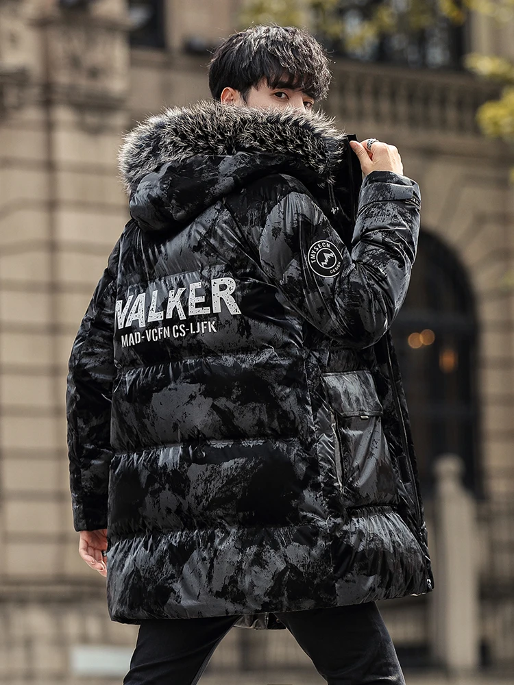 Duck Duck down Jacket Men's Mid-Length New Fashion Brand Extremely Cold Thickened Camouflage White Goose down Winter Coat