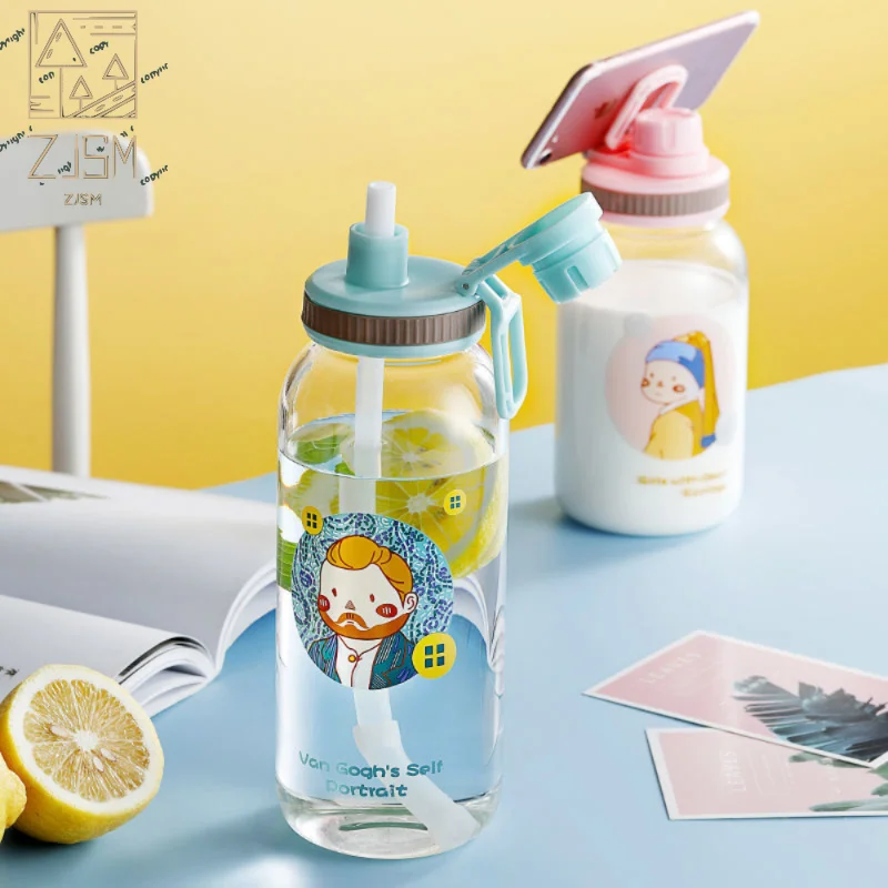 

Van Gogh Glass Cup High Capacity Leak Proof Fashion Mineral Water Bottles Camping Travel Portable Sport Bottle