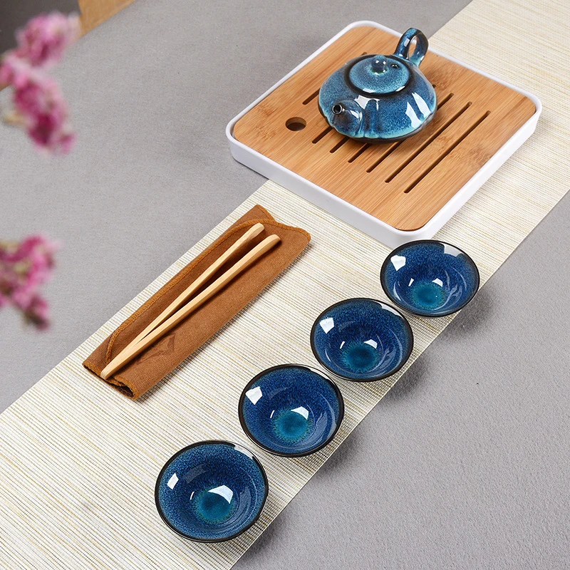 Дорожный чайный сервиз звездное небо I Jingdezhen temmoku глазурованный изысканный набор