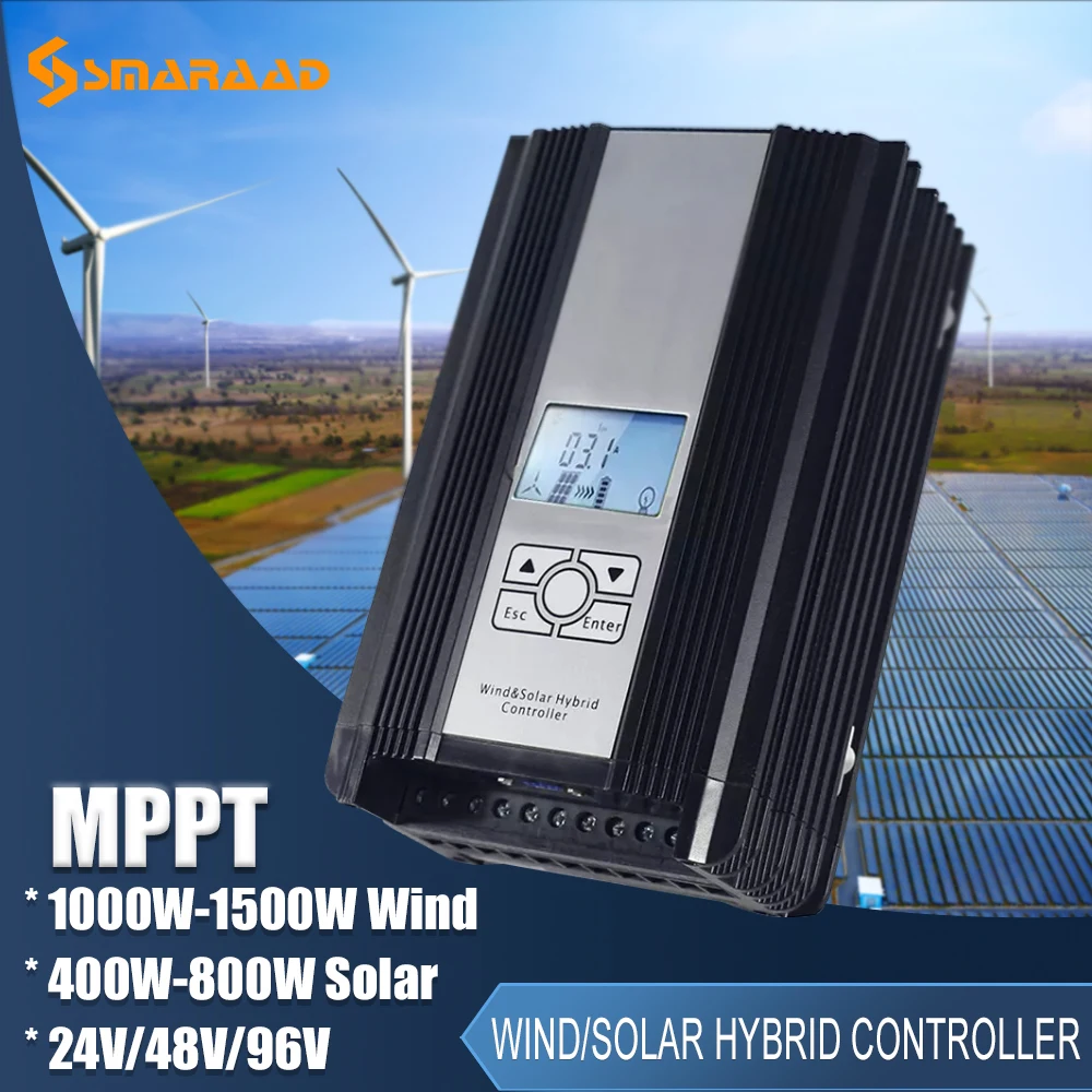 

MPPT Hybrid Charge Controller 1000W 1500W 96V Wind 200W-1500W Solar 24V/48V Auto Dump Load Inserted With LCD Display For Homeuse