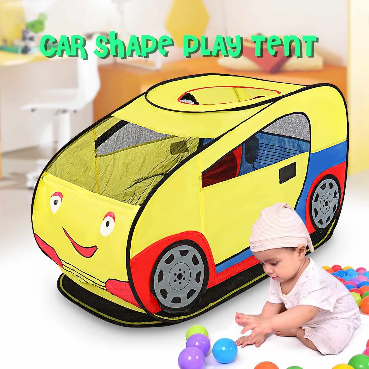 

Foldable Baby Kids Children Cartoon Car Shape Play Tent Playhouse Playground Toys for Outdoor Indoor Sports Game