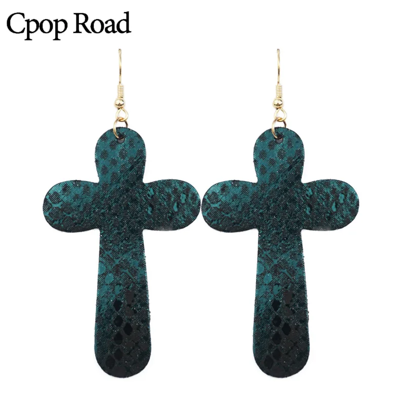 Женские серьги из натуральной кожи Cpop Cross длинные массивные модные ювелирные