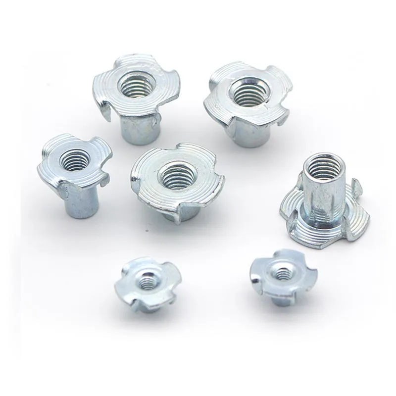 2/10/20pcs Thickened Steel Four Claws Square Nut M4 M5 M6 M8 M10 M12 Blind Pronged Insert for Wood Furniture 8-17mm Cold heading