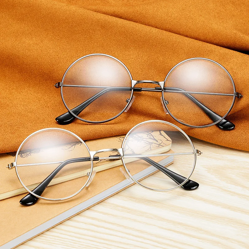

Retro round simple frame mirror flat classic light myopia metal ladies glasses frame literary literati style glasses