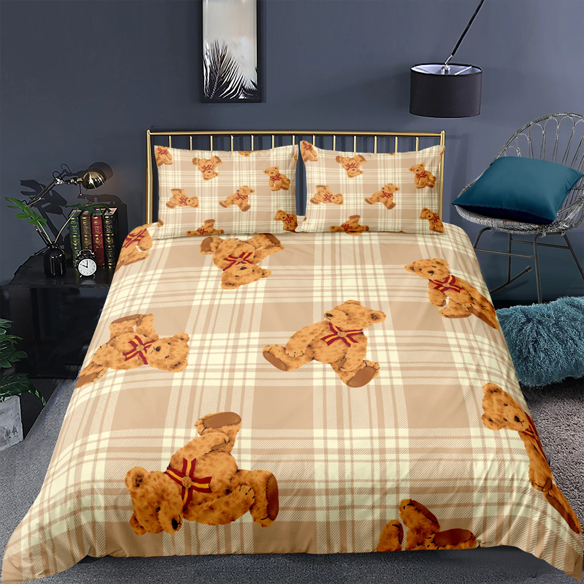 

Toy Teddy Bear Bedding Set Cartoon Kawaii Fashion 3d Duvet Cover Sets Comforter Bed Linen Twin Queen King Single Size Gift Cute