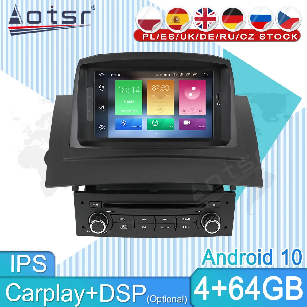 

4+64GB For Renault Megane 2 Fluence 2002-2008 Car Multimedia Player Stereo Android Audio Radio Tape Recorder GPS Navi Head Unit