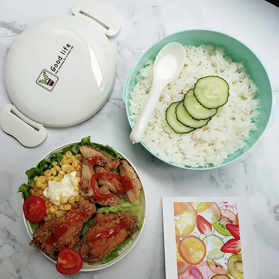 Бенто бокс двойной детский Ланч Студенческая с крышкой контейнер подогревом для