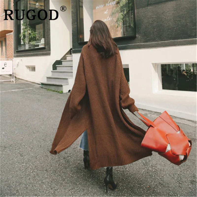 Женский свободный свитер кардиган RUGOD корейский длинный вязаный офисный с