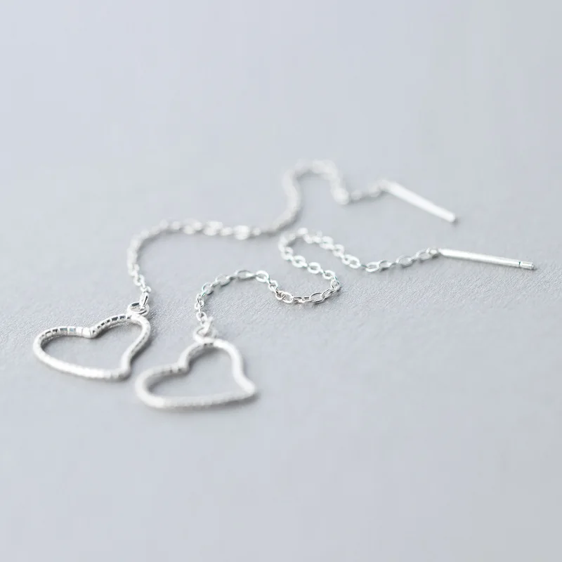 Женские серьги подвески с сердечками Trusta однотонные из настоящего серебра 925