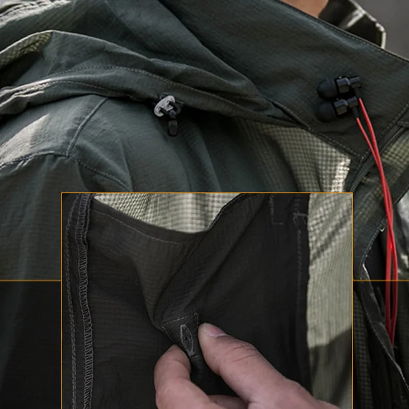 

Men Summer Thin Quick Dry Lightweight Tacitcal Jackets Men's Sun Protection Hooded Outdoor Coat Zipper Sport Male Jackets LX099