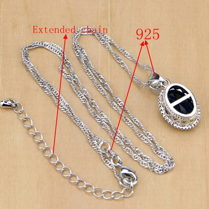 Natural 925 Sterling Silver Jewelry Blue Cubic Zirconia Sets For Women Earring/Pendant/Necklace/Ring | Украшения и аксессуары