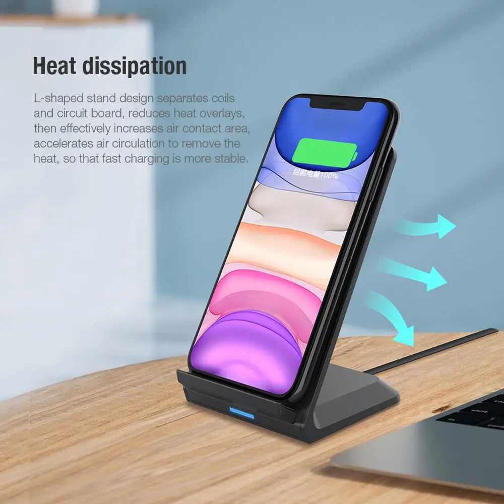 nillkin 15w qi wireless charger stand for iphone se 12 11 pro x xs 8 xr fast wireless charging for samsung note 20 s20 s20 s10 free global shipping