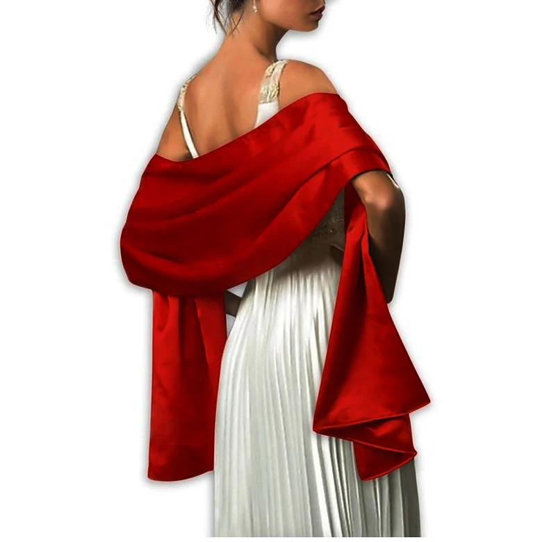 Модная женская шаль длинное свадебное платье 200*45 см белые атласные шали доступны