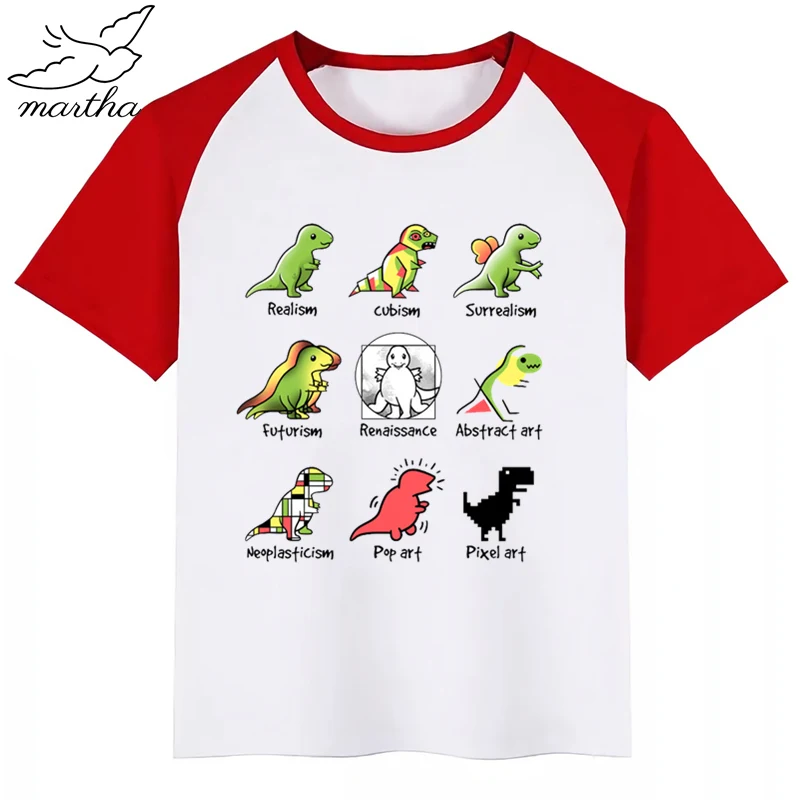 Новое поступление футболка для девочек с забавным принтом динозавра из