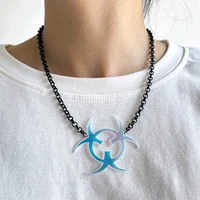 aprilwell plague inc discoloration long pendant statement necklace for women 2021 black o chain drop jewelry gift e girl friend