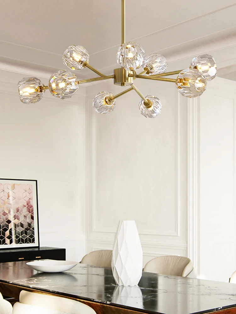 MOONSHADOW люстры светильник Роскошные Гостиная полный Медь молекулярная лампа с