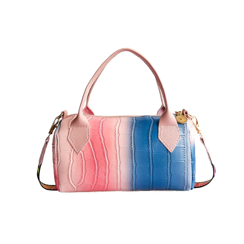

Qyahlybz band female gradient ribbon portable pillow bag casual mobile phone bag women's leather mini designer tote bag
